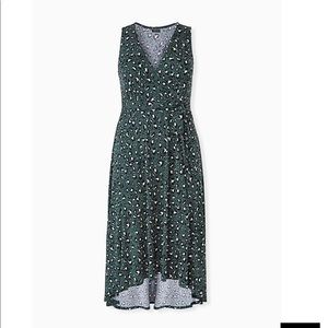 Torrid Green Leopard Print Studio Knit Tie Front Hi-Lo Sleeveless Dress Size 3